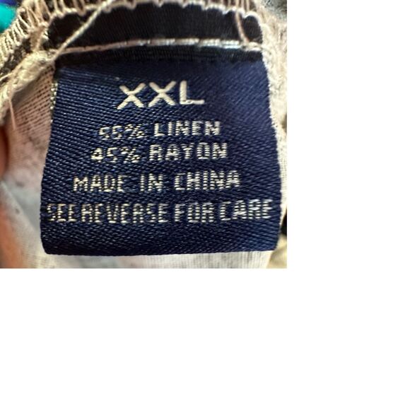 Trust XXL Abstract Print Short Sleeve Button-Up Shirt Linen Blend Casual - Picture 6 of 6